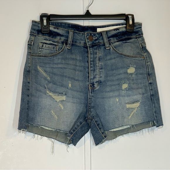 TREASURE & BOND High Waist Boyfriend CutOff Denim Shorts in Gravel MediumVintage - Picture 4 of 13